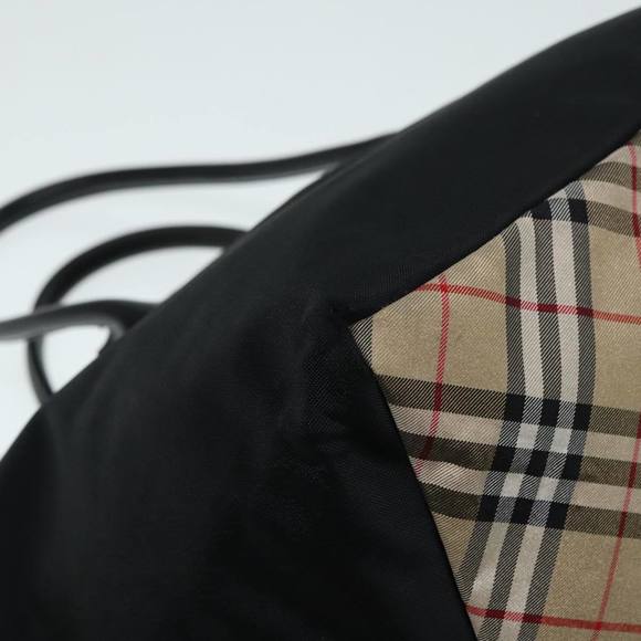 BURBERRY Nova Check Tote Bag Nylon Beige Black Silver Auth fm3822 - Picture 15 of 16